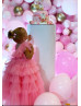 Hot Pink Tulle Tiered Flower Girl Dress